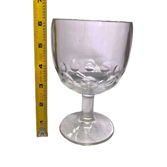 Vintage Clear Thumbprint Goblets Thick Drinking Glass Set Of 2 - Picture 6 of 7